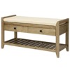 FONTOI Shoe Rack with Cushioned Seat and Drawers, Shoe Racks with Sliding Drawers, Ridded Base, Handles, Gray Wash, 14"*19.8"*39" - 4 of 4
