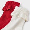 Women's Pointelle Scallop Turn-Cuff 2pk Ankle Socks - Auden™ Red/Ivory 4-10 - 3 of 3