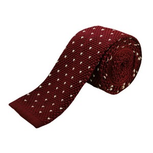 TheDapperTie Men's Maroon With White Small Heart Knit 2.5 Inch Wide And 58 Inch Long Necktie - 1 of 3