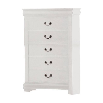 White 5-Drawer Chest with Brushed Nickel Hardware