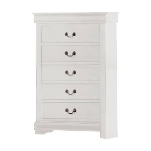 31" Louis Philippe Chest White - Acme Furniture: Brushed Nickel Hardware, 5 Drawers - 1 of 4