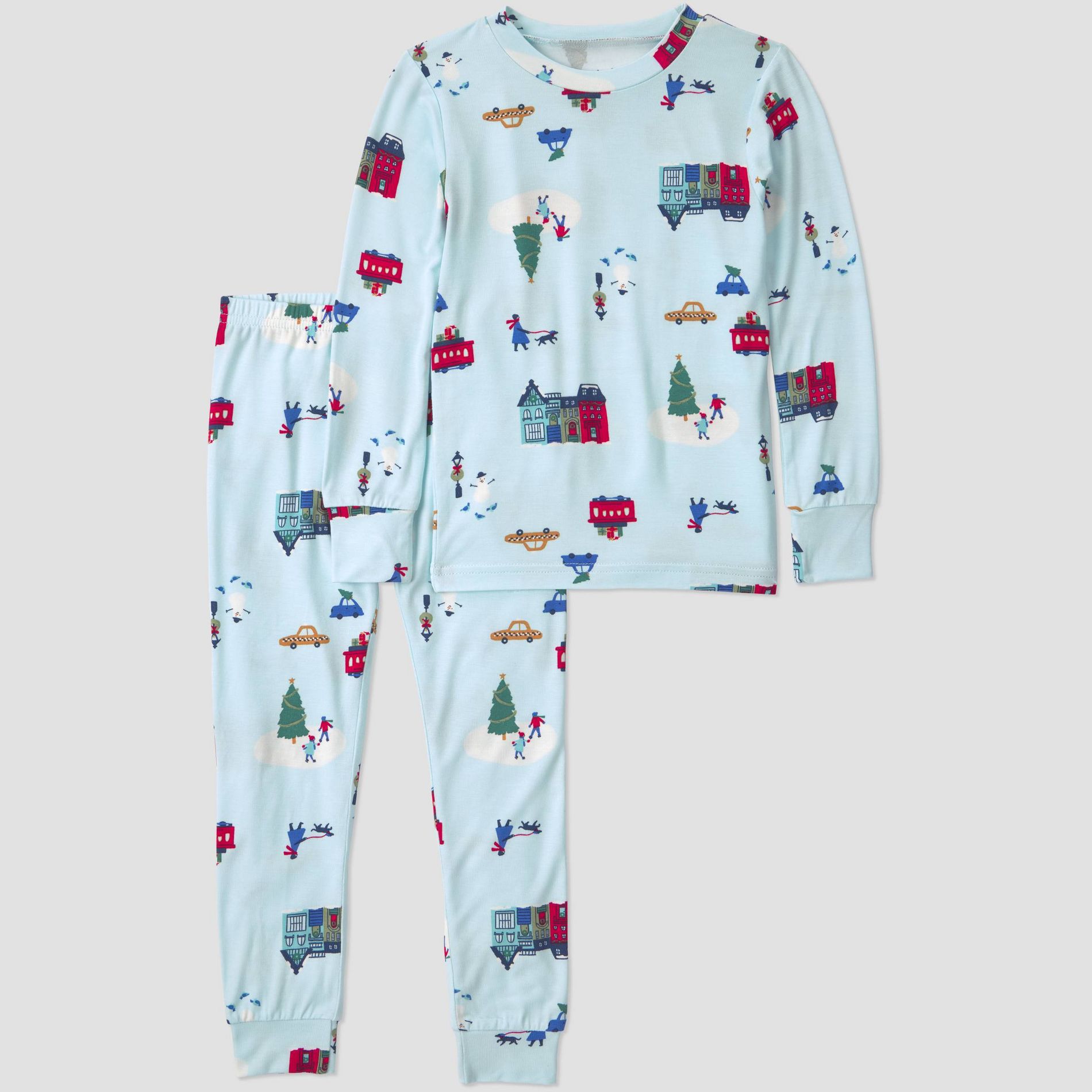Carter's Just One You® Baby & Toddler Holiday 2pc Long Sleeve Comfy Soft Snug Fit Winter Village Pajama Set - Blue