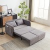 54" Sleeper Sofa,Velvet Sleeper Sofa With Detachable Arm Pockets And Pillows,Pull-Out Sofa Bed,Multi-position adjustable Sleeper Sofa-Cuddlewood - 3 of 4