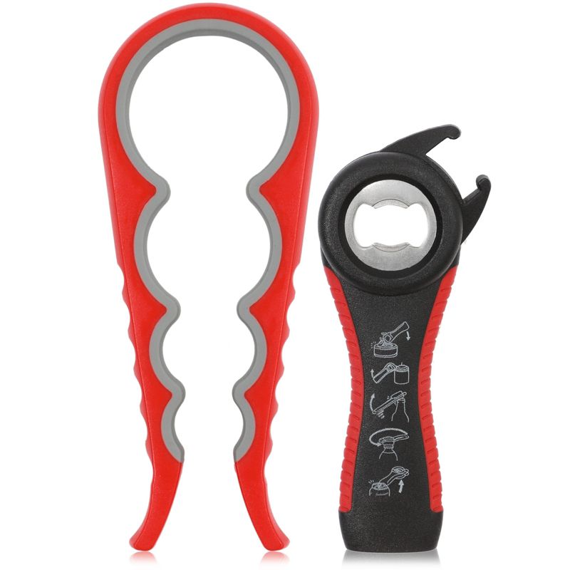 Juvale Silicone and Metal 5-in-1 Bottle Opener - Easy Grip Jar Opener Tool for Home, Camping, Arthritis Suffers (2-Piece Set), 1 of 10
