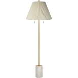 Possini Euro Design Milan Modern 66" Tall Floor Lamp Gold Metal Beige Pleated Empire Fabric Shade for Living Room Bedroom Office