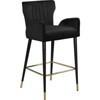 Luxe 28"H Velvet Bar Stool in Black (Set of 2)-Meridian Furniture - 2 of 4