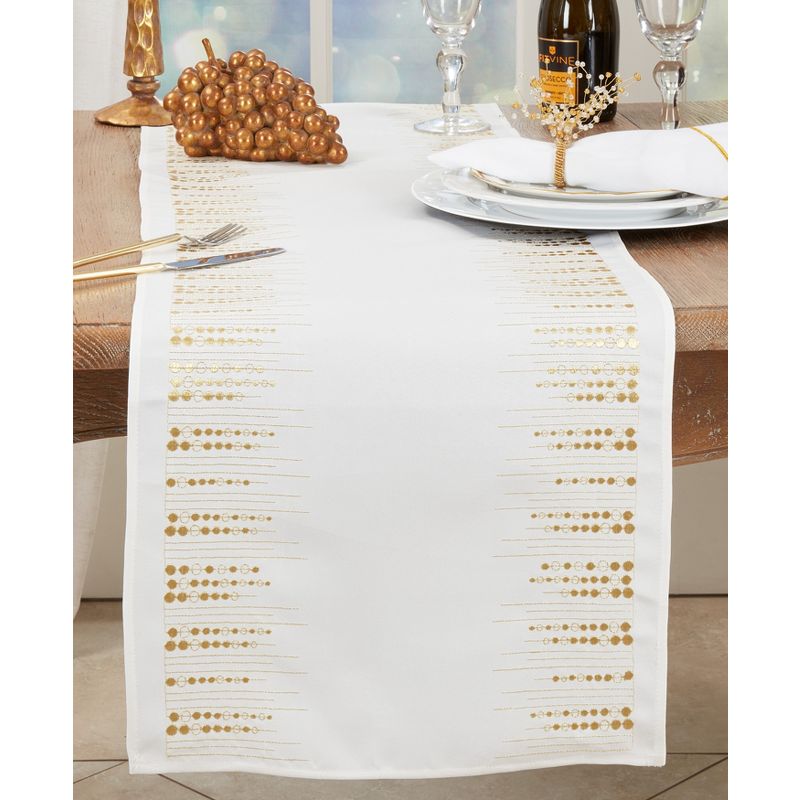 Saro Lifestyle Handcrafted Embroidered Dots Table Runner, 3 of 4