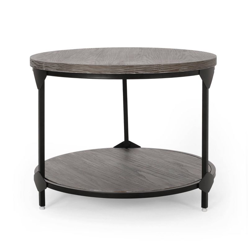 Cedarhurst Modern Industrial Round Coffee Table Gray/Black - Christopher Knight Home, 1 of 12