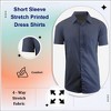 Galaxy By Harvic Men's Slim Fit  Short Sleeve Stretch Printed Dress Shirts - 4 of 4