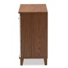 Coolidge 4 Shelf Wood Shoe Cabinet White/Walnut - Baxton Studio - image 4 of 4