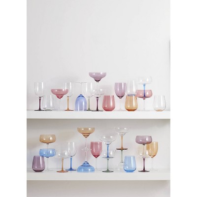 Colorful Bottoms Up Stemless Wine Glass Set, 4 Pieces