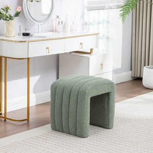 SEYNAR Modern Glam Teddy Velvet Upolstered U-Shaped Ottoman - 1 of 4