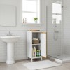 Homy Casa Bamboo & MDF Floor Cabinet with Slatted Door, White - 4 of 4