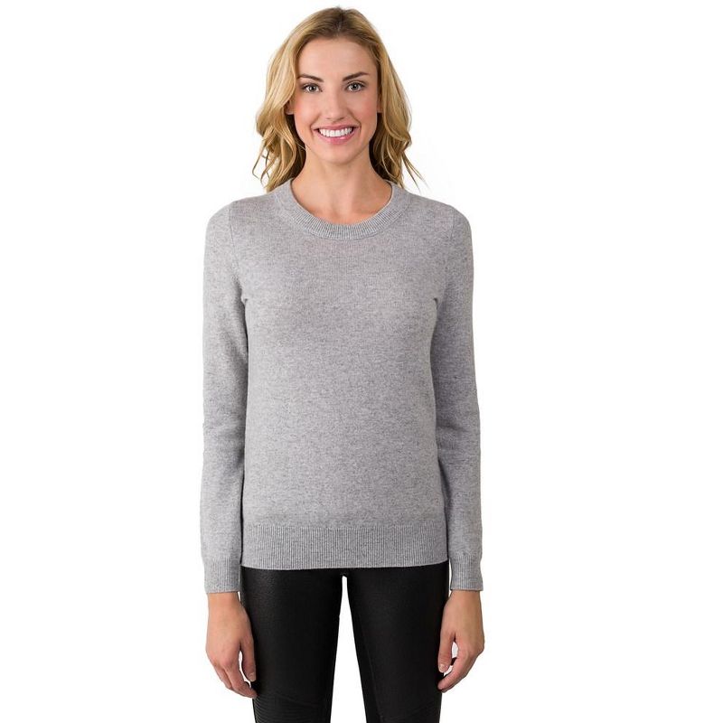 JENNIE LIU Women's 100% Pure Cashmere Long Sleeve Crew Neck Pullover Sweater, 1 of 9