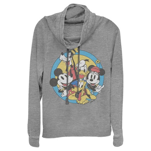 Disney Womens Hoodie Mickey Mouse All Over Print Zip Up (Heather