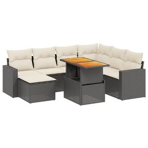 vidaXL Garden Sofa Set Black PE rattan 8 Piece Set Modular - 1 of 4