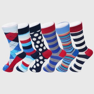 Alpine Swiss Mens Dress Socks 6 Pair Crew Sock Cotton Dress Socks for Men Solid Ribbed Argyle Pattern Multicolor Fun Designs - 1 of 4