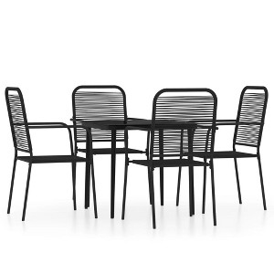 vidaXL Dining Set Black Steel Medium Durable Garden Dining Set - 31.5" Table Length 4 - 1 of 4