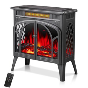 Kismile Electric Fireplace, Double Door Realistic Flame Effects Fireplace Heater Stove, Adjustable Brightness and Heating Mode - 1 of 4