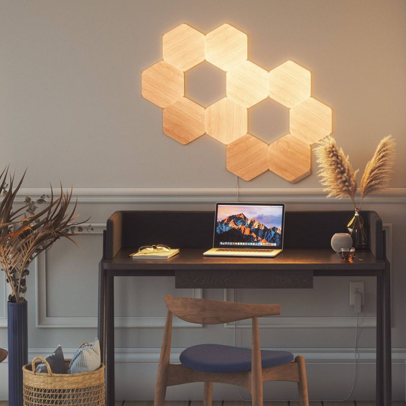 Nanoleaf 3 Panels Elements Wooden Hexagons Expansion Pack LED Light Bulbs, 5 of 18
