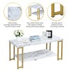 Tangkula Modern Coffee Table Faux Marble Top Accent Cocktail Table w/Gold 2-Tier Side Table w/ Open Storage Shelf - 4 of 4