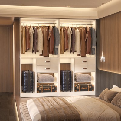 Aheaplus 40'' Freestanding Closet Organizer with Hanging Rods, Closet System with Drawers, Storage Shelves
