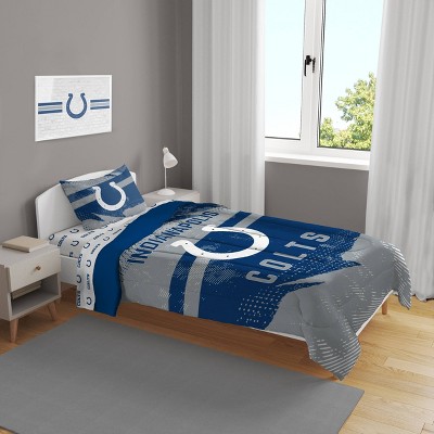 NFL Indianapolis Colts Slanted Stripe Twin Bed in a Bag Set - 4pc