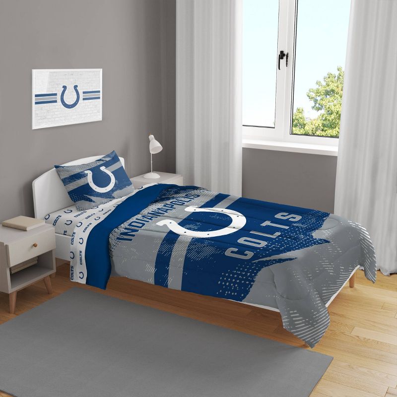 NFL Indianapolis Colts Slanted Stripe Twin Bed in a Bag Set - 4pc, 1 of 4