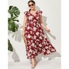 Coolmee Women's Plus Size Summer Boho Dress Ruffle Cap Sleeveless V Neck Long Beach Maxi Dress - 4 of 4