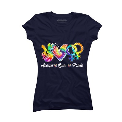 Adult Design By Humans Accept Love Tie-Dye Rainbow Pride By Marilynart T-Shirt