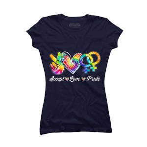 Adult Design By Humans Accept Love Tie-Dye Rainbow Pride By Marilynart T-Shirt - 1 of 2