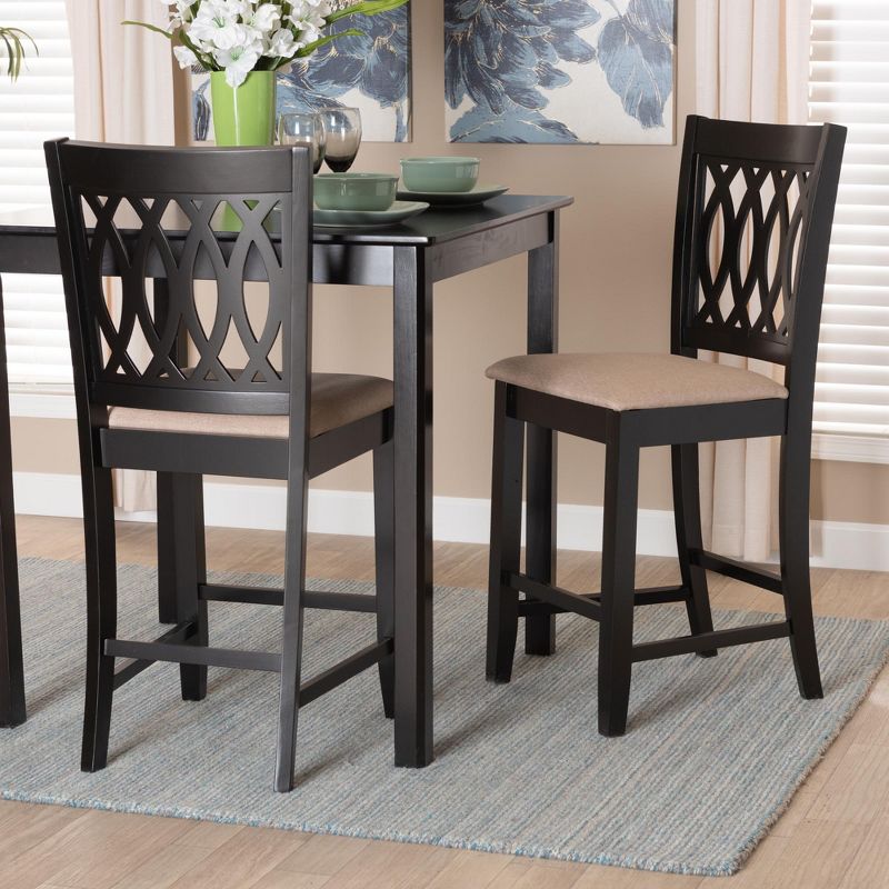 Baxton Studio Florencia Modern Fabric and Wood Counter Stool Set, 1 of 8