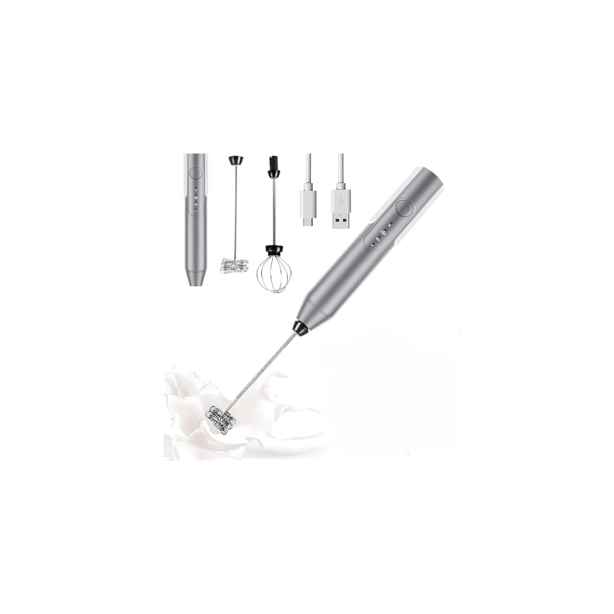 Swtroom Handheld Milk & Coffee Frother Electric Mini Blender Stainless Steel Drink Mixer Silver