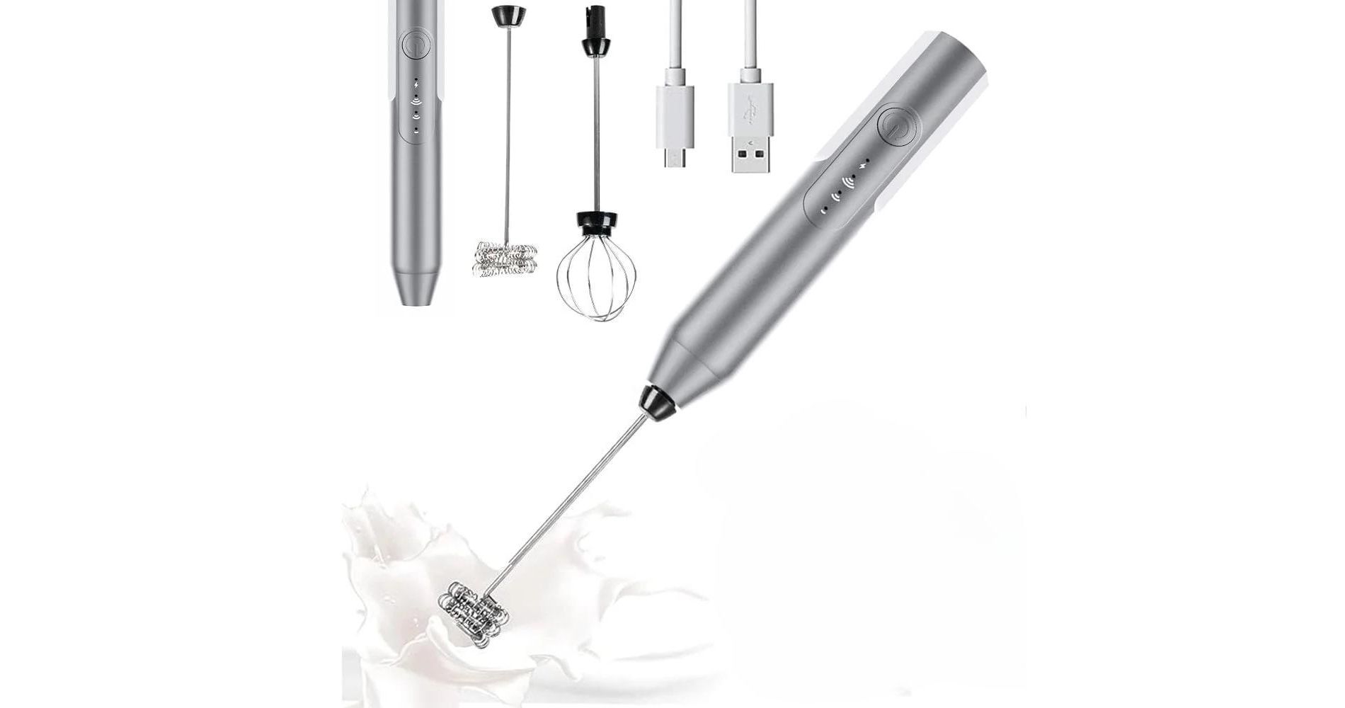 Swtroom Handheld Milk & Coffee Frother Mixer Frother Wand Electric Mini Blender Stainless Steel Drink Mixer