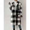 Coolmee Women's Long Flannel Plaid Jacket Shacket Cozy Lapel Button Down Shirt Jacket Fuzzy Trench Coat - 2 of 4