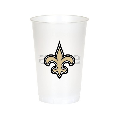 20oz 24ct New Orleans Saints Football Reusable Cups: NFL Plastic Stadium Drinkware, Team Logo, Super Bowl Event