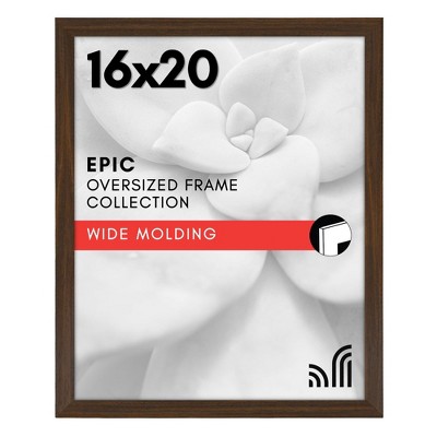 Americanflat 16x20 Poster Frame in Walnut with Polished Plexiglass - Horizontal and Vertical Formats with Included Hanging Hardware