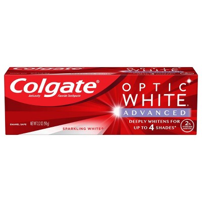 Colgate Optic White Advanced Whitening Toothpaste with Fluoride 2% Hydrogen  Peroxide - Sparkling White - 3.2oz/1pk
