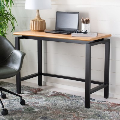 Industrial Black and Natural Wood Writing Desk