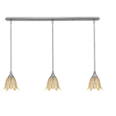 Toltec Lighting Any 3 - Light Chandelier in  Brushed Nickel with 7" Vanilla Leaf Shade
