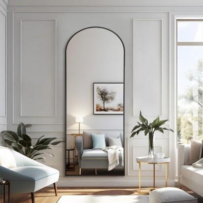 Gold 65x22 inch Metal Arch Stand Full Length Mirror