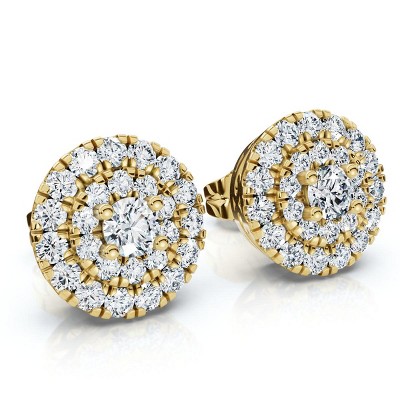 Pompeii3 5/8Ct Double Halo Women's Diamond Earrings 14k Gold Lab Created