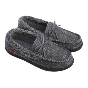 Men's Slippers Moccasin Plush Lined House Shoes Fuzzy Furry - 1 of 4