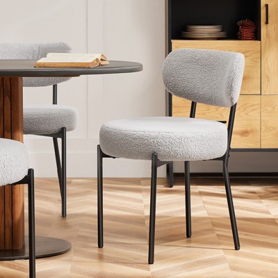FURNIinspire Dining Chairs Comfort Cushion Steel Frame Dining Room Chair With Upholstered Backrest, Armless Dining Chair, Gray, 22"*20"*32"