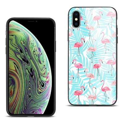 Reiko iPhone XS Max Hard Glass Design TPU Case with Flamingo Design