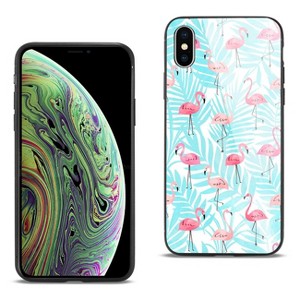 Reiko iPhone XS Max Hard Glass Design TPU Case with Flamingo Design - 1 of 4