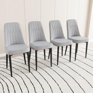 SEVOBAL Dining Chairs Set of 4 Modern PU Leather Upholstered Chairs with Curved Back and Black Metal Legs for Kitchen, Gray, 21.65"*16.93"*33.07" - 1 of 4