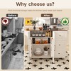 Vynxaria Kitchen Island Cart - Foldable/Drop Leaf Tabletop (Wood Top), 3 Drawers, Concealed Cabinets, Spice Rack, Towel Bar, 4 Casters,White - 3 of 4