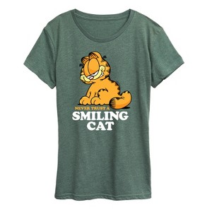 Women's - Garfield - Never Trust Smiling Cat Short Sleeve Graphic T-Shirt - 1 of 4