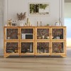 FUFU&GAGA 8-Door Bookshelves Display Cabinet with Glass Doors & Floral Wood Panels-78.7" - 2 of 4